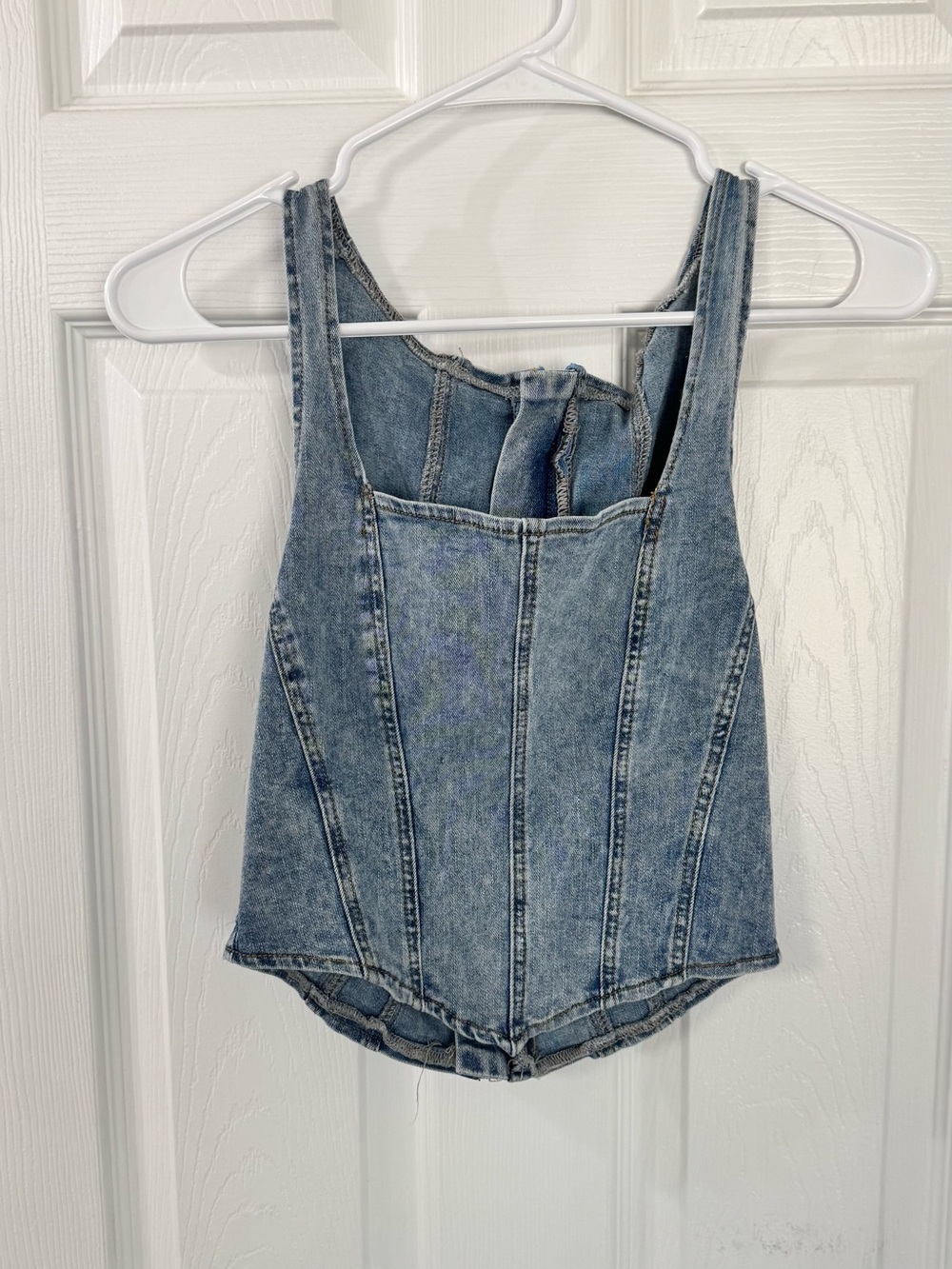 Denim Corset Tank Top Size Small | Square Neck | Acid Wash | Y2K - Picture 2 of 3